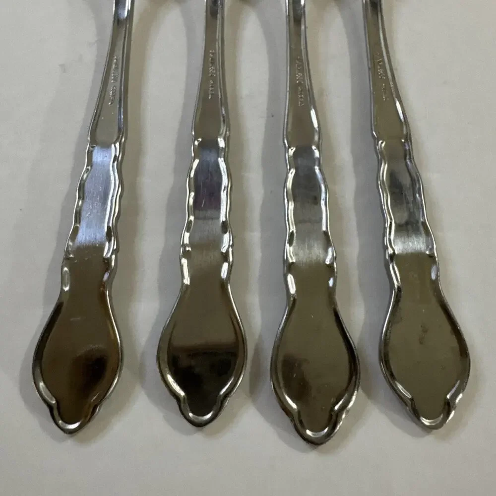 4 Vintage MCM Cocktail Forks - Estia ESI14 - 6” - Stainless Steel